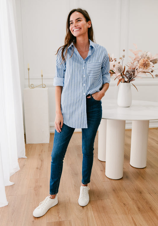 Blue Navy Stripe Shirt