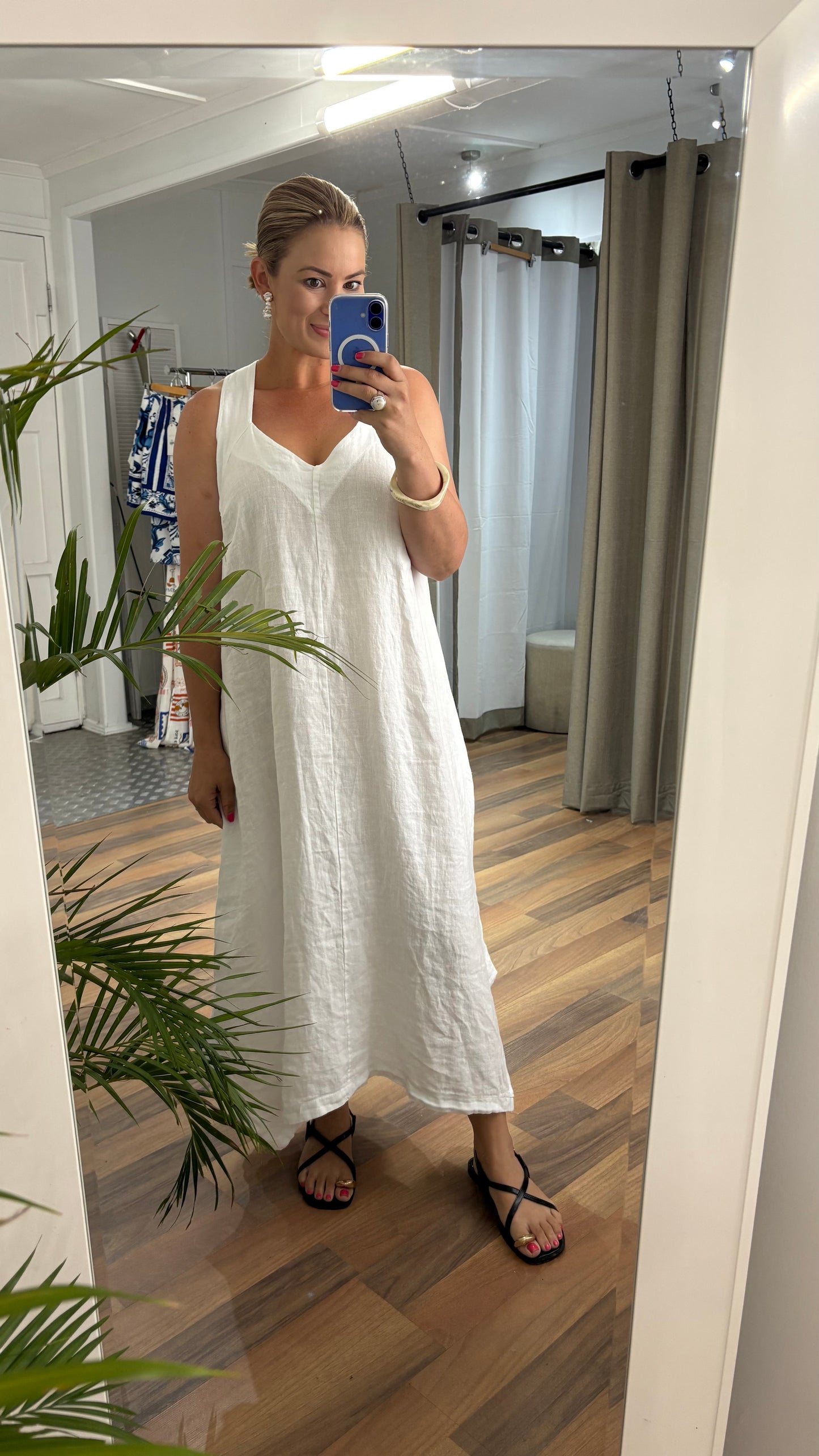 Linen Cutaway Maxi - White