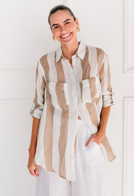 Linen Stripe Shirt - Natural