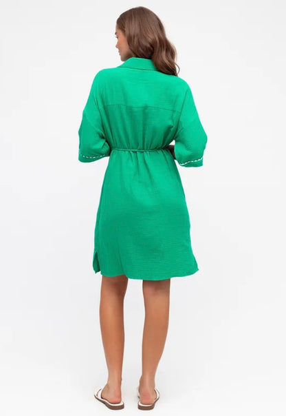 Green Palm Shirt Dress