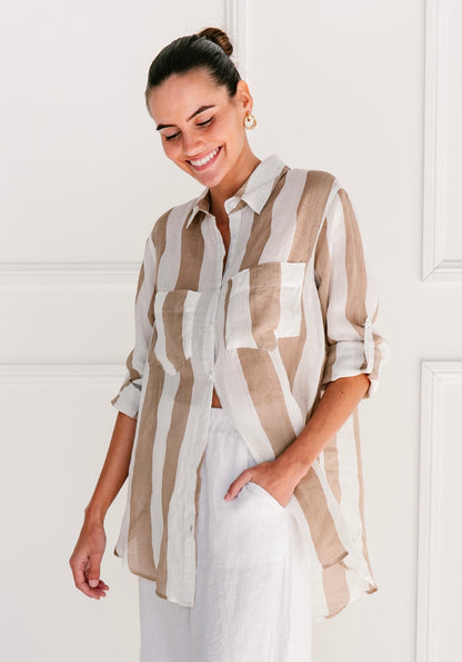 Linen Stripe Shirt - Natural