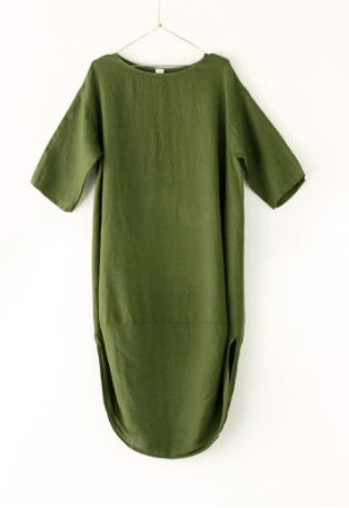 Scalloped Edge Dress - Forest Green